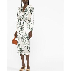 Rotate Birger Christensen Samantha Satin Wrap Dress Sycamore Comb Womens Size 6